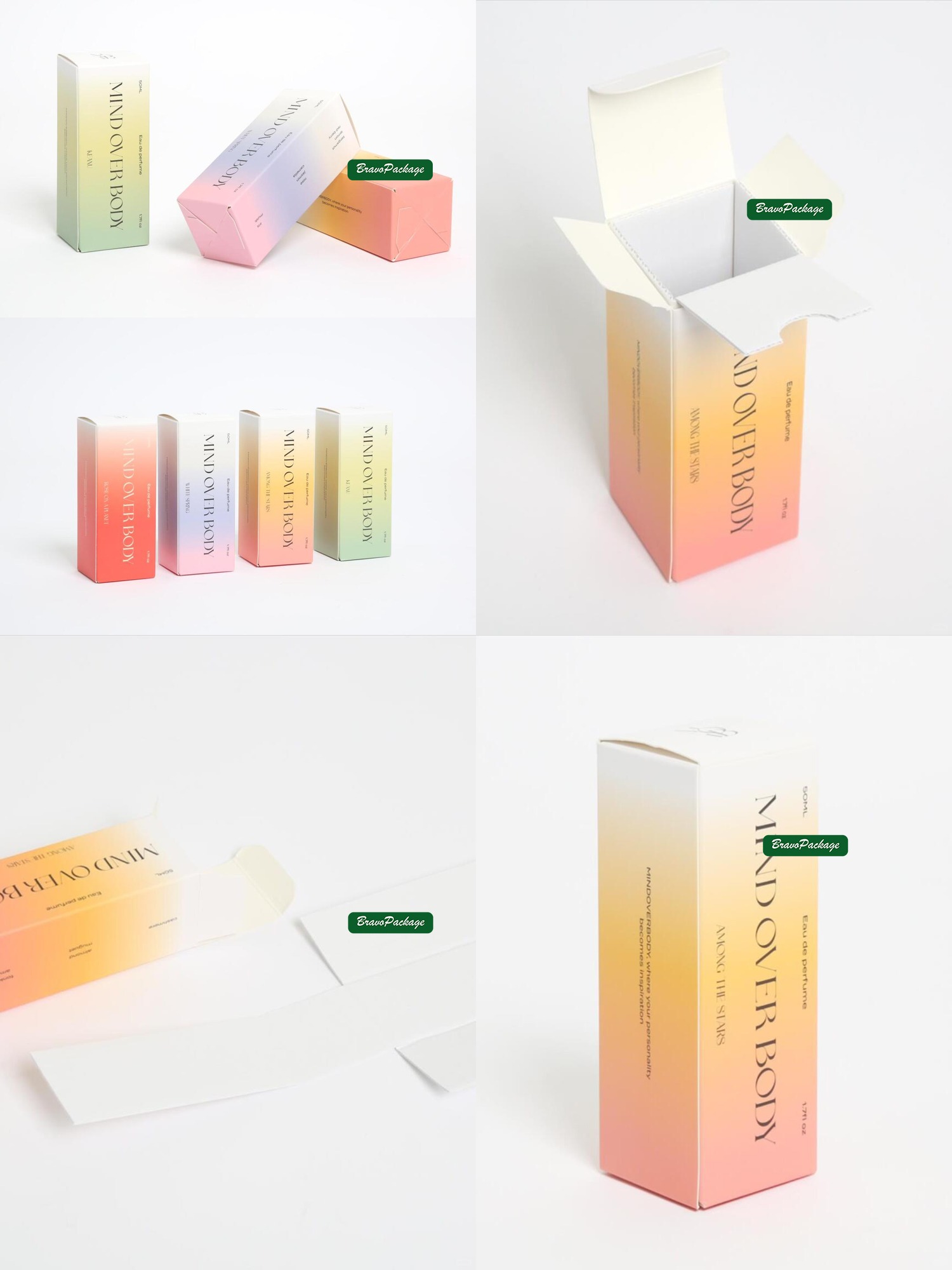 Colorful Perfume Packaging with Protective Inner Structure packaging collage