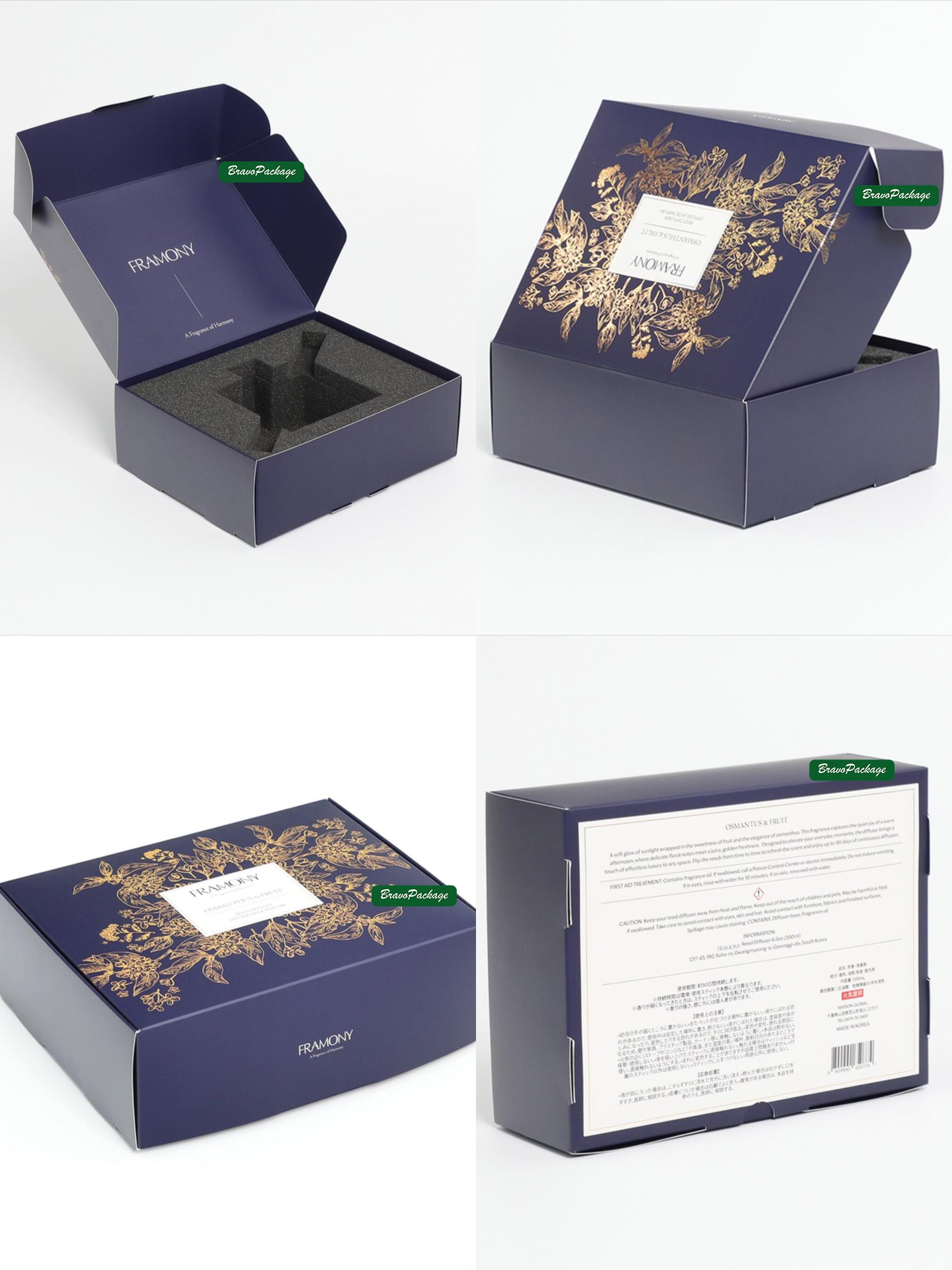 Foil and Print Fragrance Flip Box packaging collage