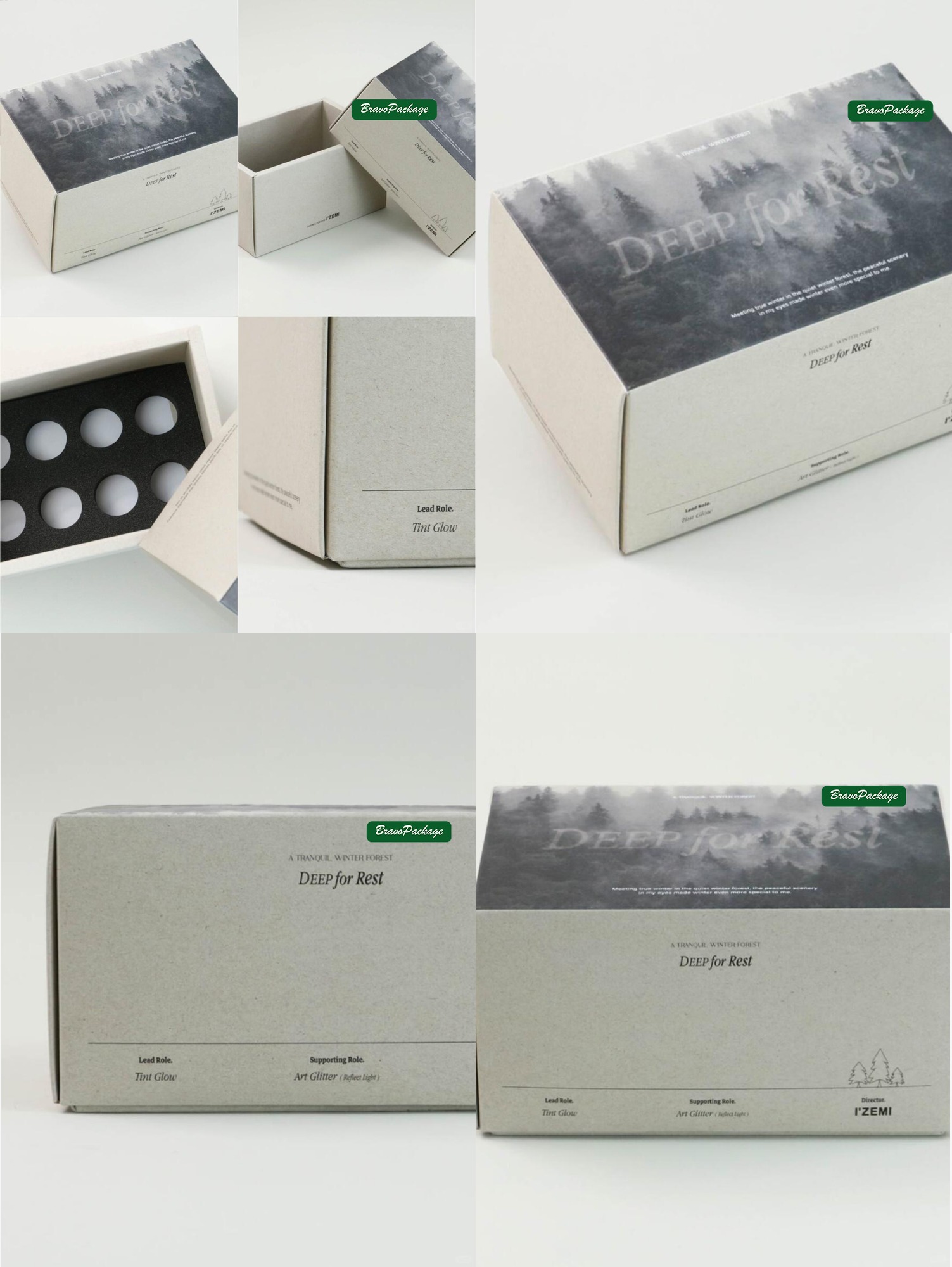 Winter Forest Lid and Base Candle Box packaging collage