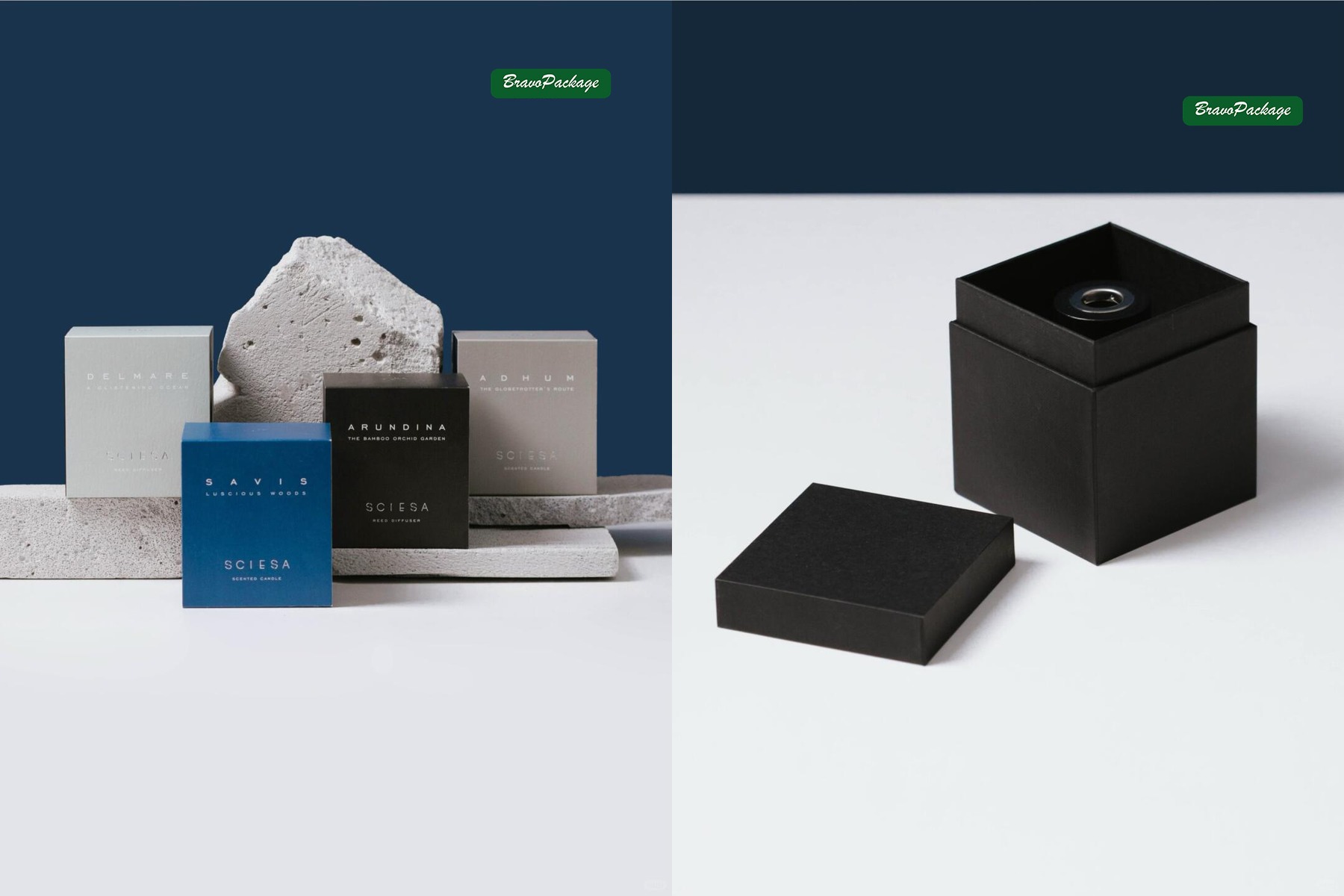 Simple Lid and Base Aromatherapy Box packaging collage