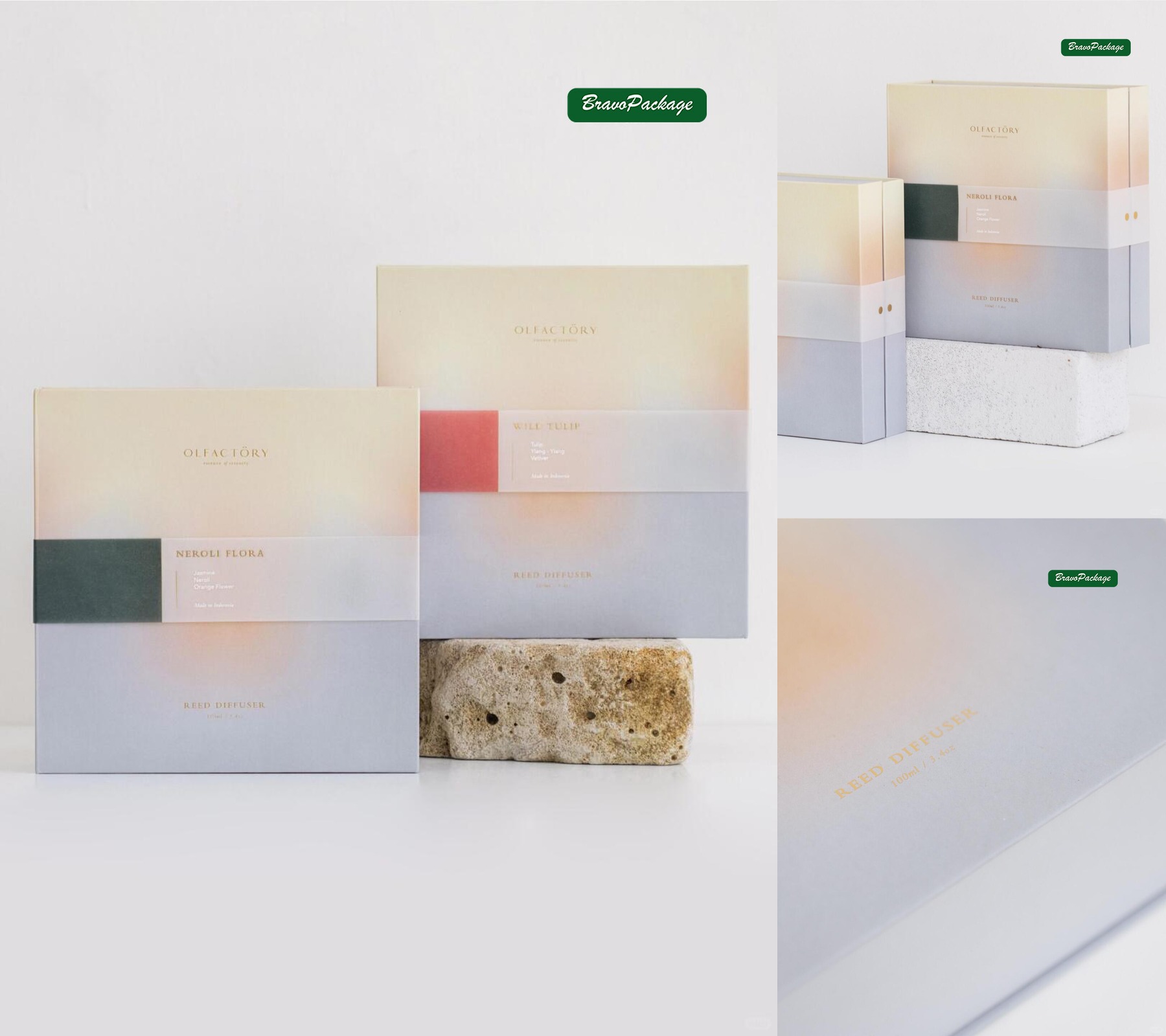 Gradient Fragrance Gift Box with Strong Ceremony packaging collage