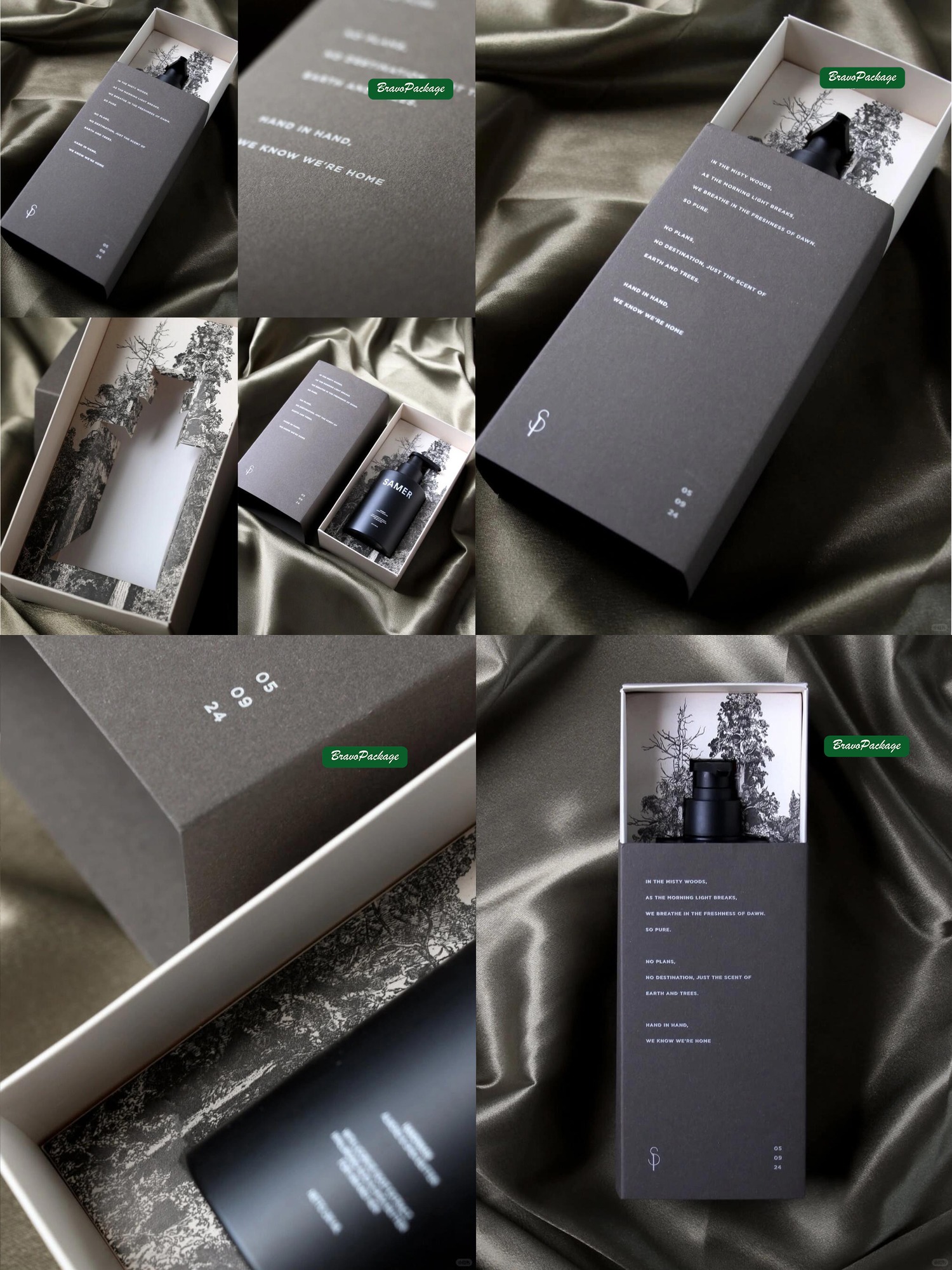 Forest-Inspired Fragrance Packaging packaging collage