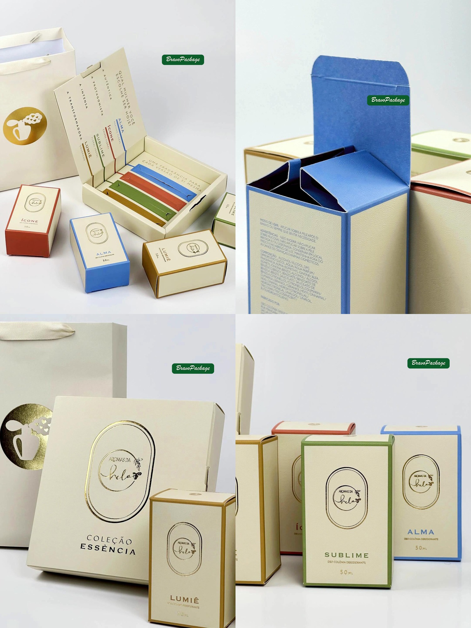 Textured Fragrance Gift Box with Surprise Opening packaging collage