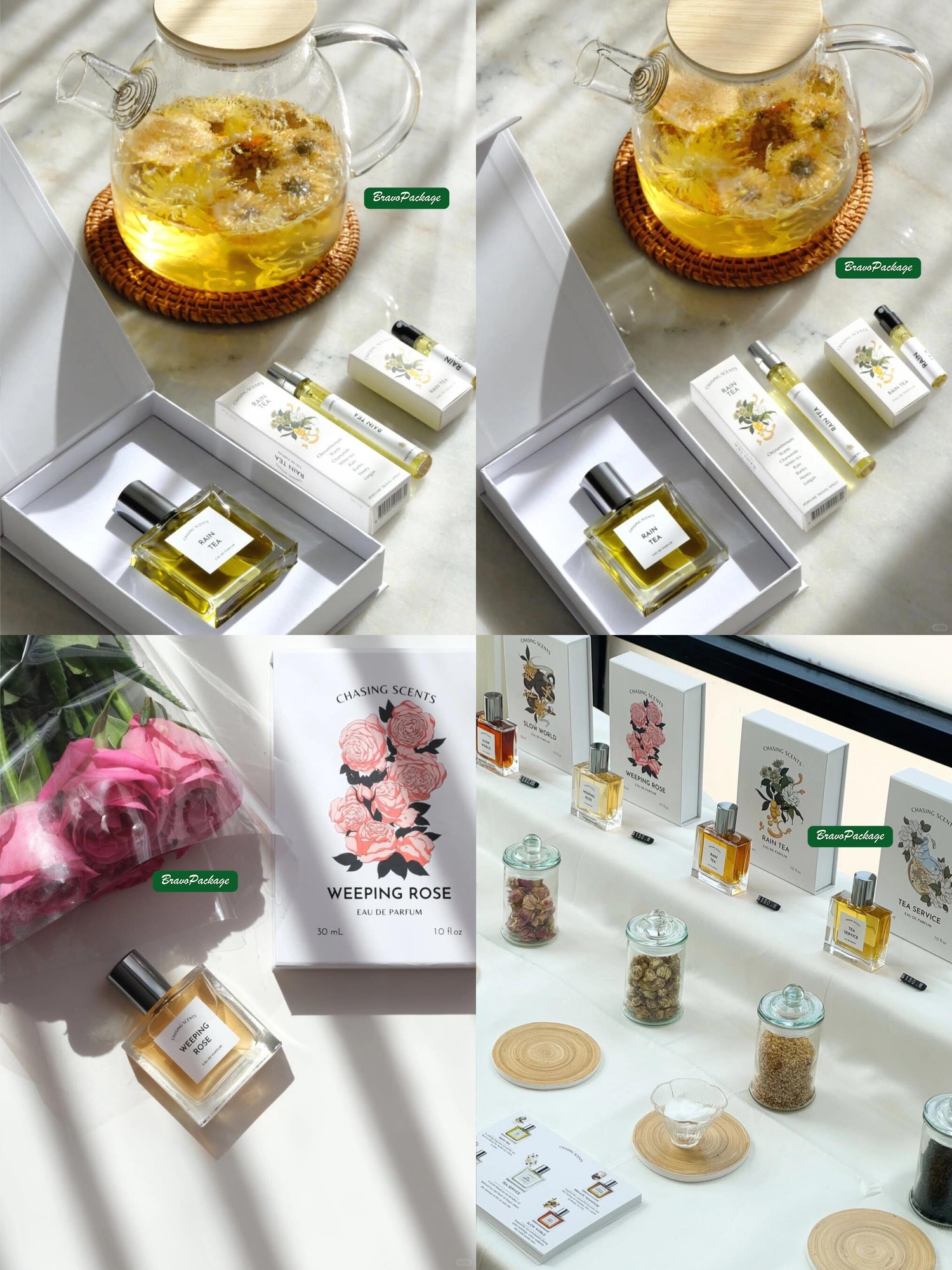 Tea-Field Inspired Aromatherapy Box packaging collage