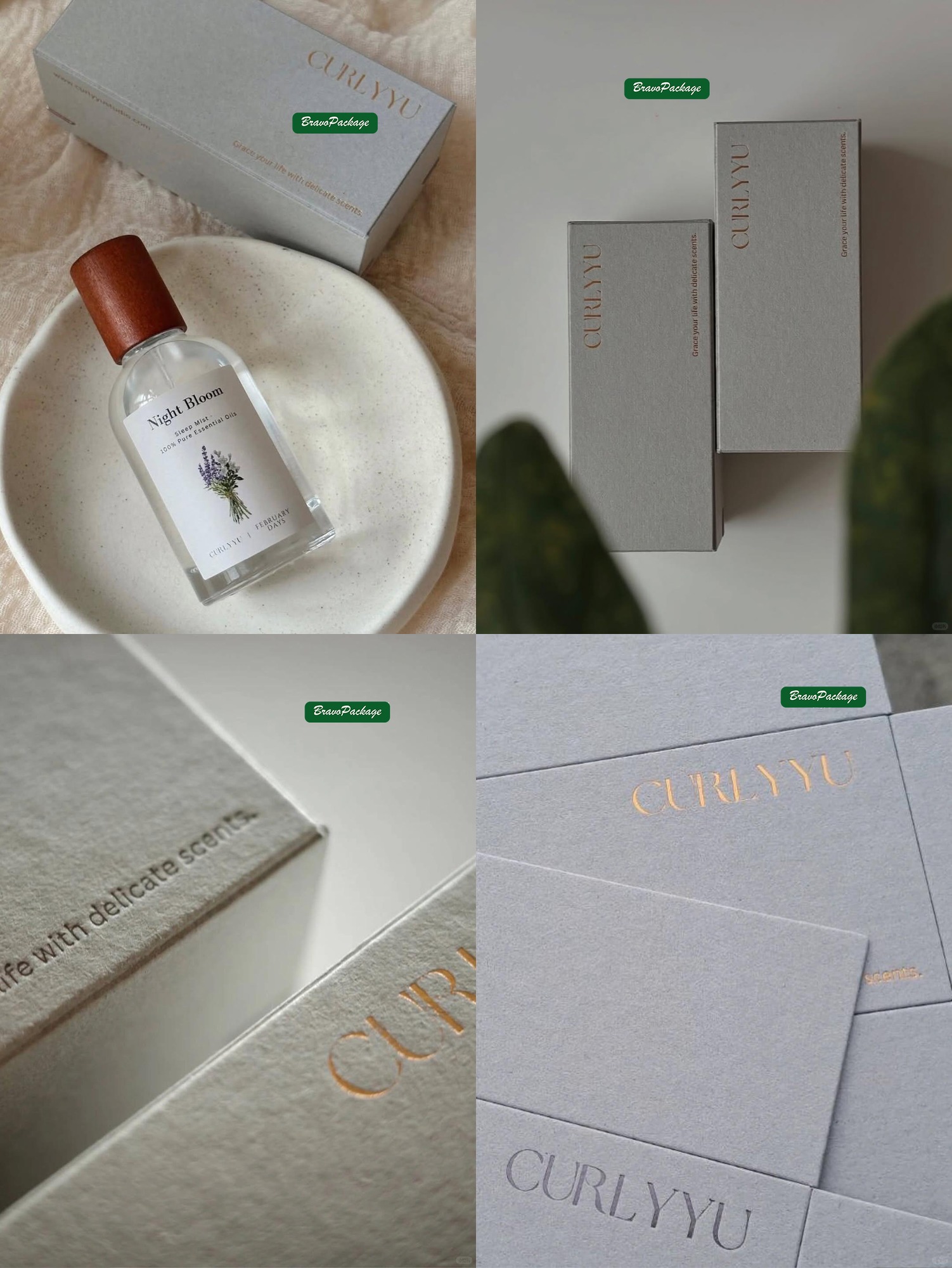 Premium Fragrance Box with Visual Display Impact packaging collage