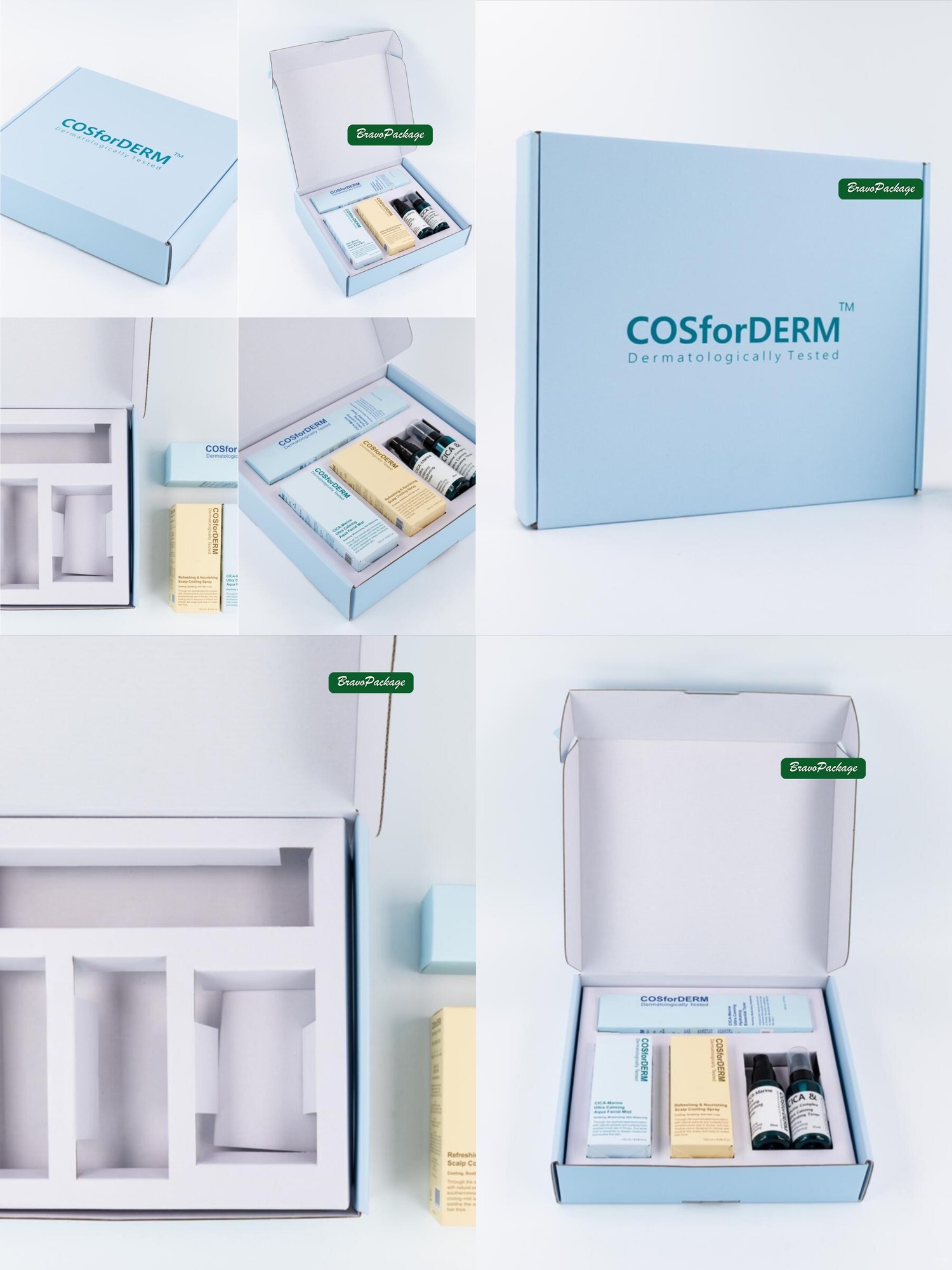 Pale Blue Skincare Set Box with Compartments