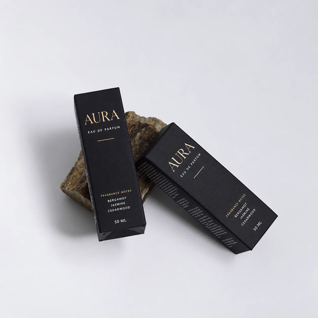 Black folding perfume carton boxes with gold print