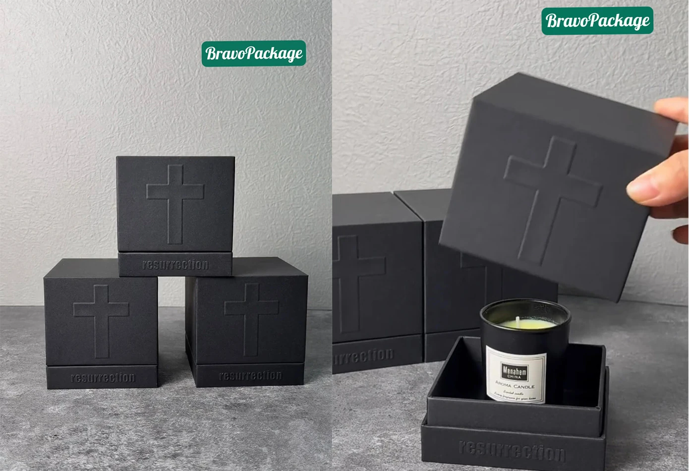 Premium candle packaging materials and finishing details
