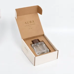 Cream mailer perfume box with kraft fitted insert