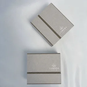 Grayboard two-piece folding box with green interior