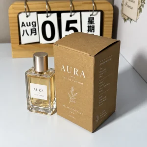 Kraft lock-bottom folding perfume box with bottle