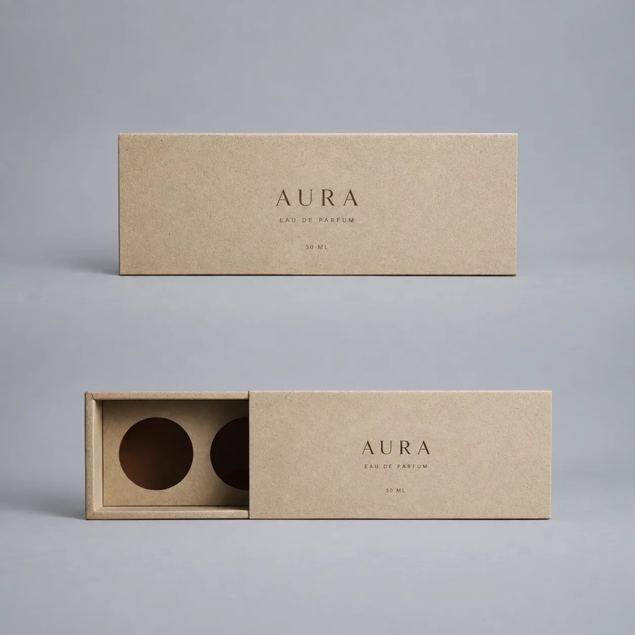 Natural kraft sliding perfume box with paper insert