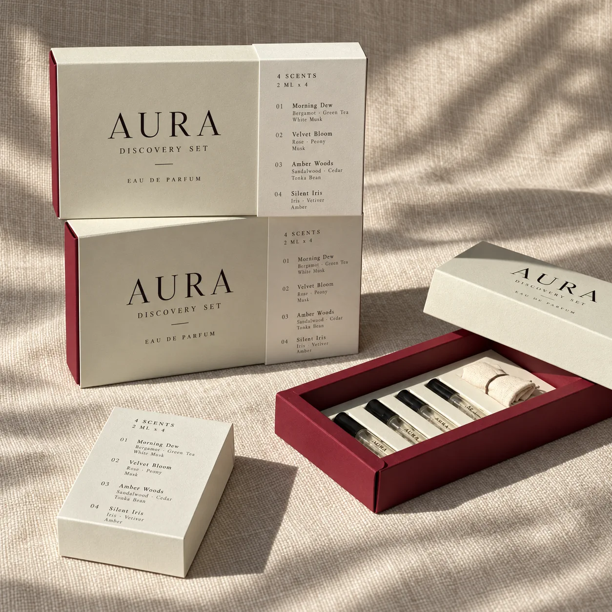Perfume sample discovery sliding box