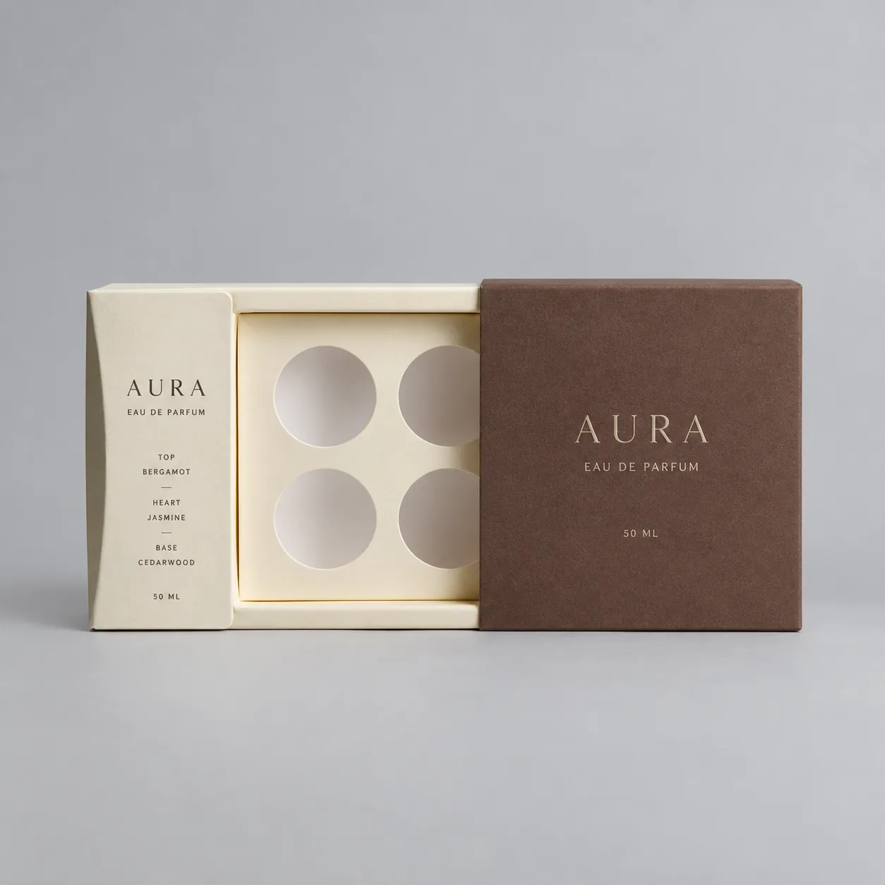 Sliding cardstock perfume box with tray insert