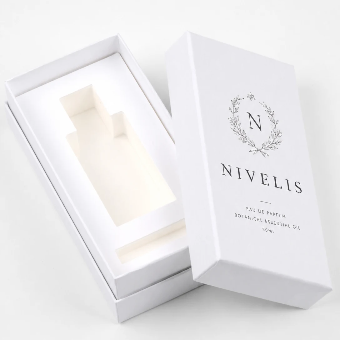 Tall perfume box with fitted bottle insert