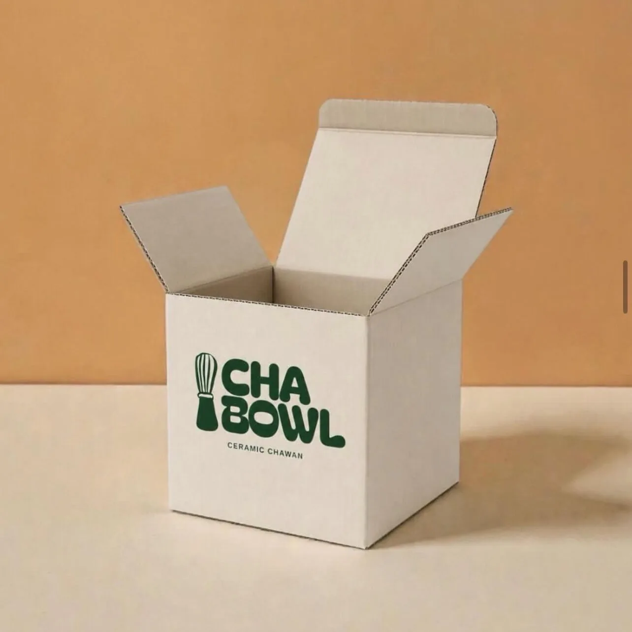 White corrugated open carton box for packaging