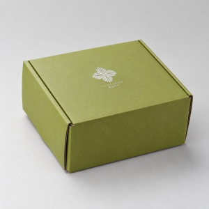 Lime Green Fold-Flat Mailer Box with Silver-Tone Mark