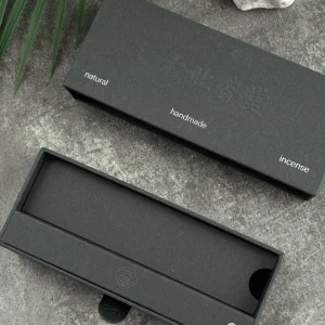 Charcoal sliding incense box showing lid and inner tray