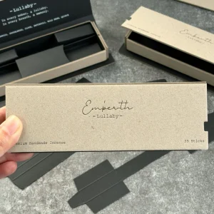 Natural paper incense book-style box: exterior and open packaging