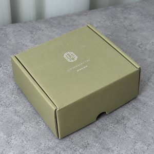 Olive Green Fold-Flat Mailer Box with Silver Foil