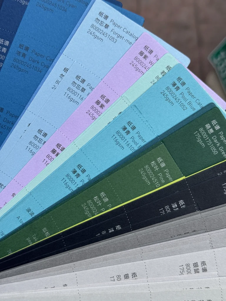 Blue, violet and green cardstock surface details