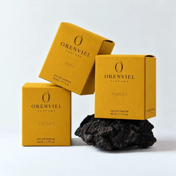 Gold Yellow paper perfume cartons — 山吹
